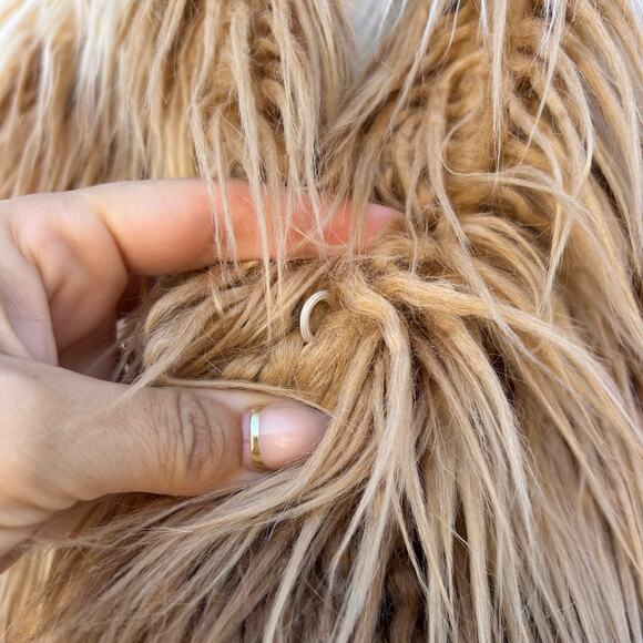 Mother Boxy Jacket Faux Fur Vest Ombre Neutral Tan Tri Color XS Boho Festival - Picture 6 of 8